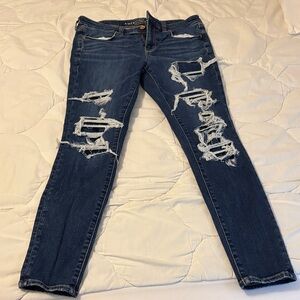 American Eagle Outfitters Ripped Blue Jeggings